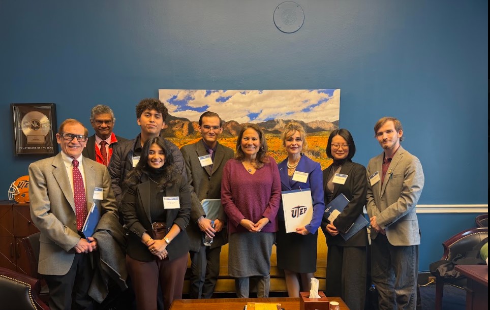 Joshua and colleagues speaking with congresswoman Veronica Escobar in Washington, DC.